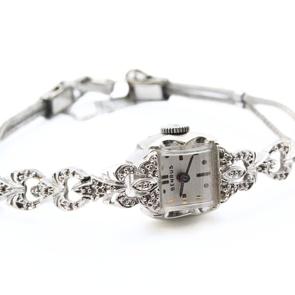 Splendid 14K Gold Benrus Vintage 60's Diamond Ladies Watch Working! - Picture 7 of 12